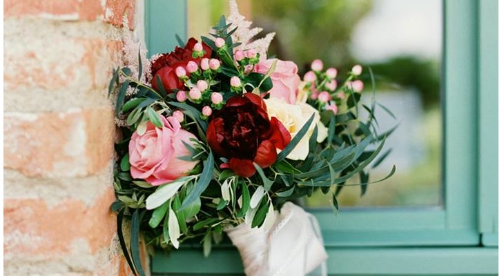 Red and pink bridal bouquet