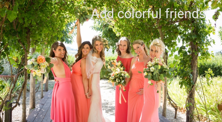 Damigelle colorate per matrimonio estivo in Toscana